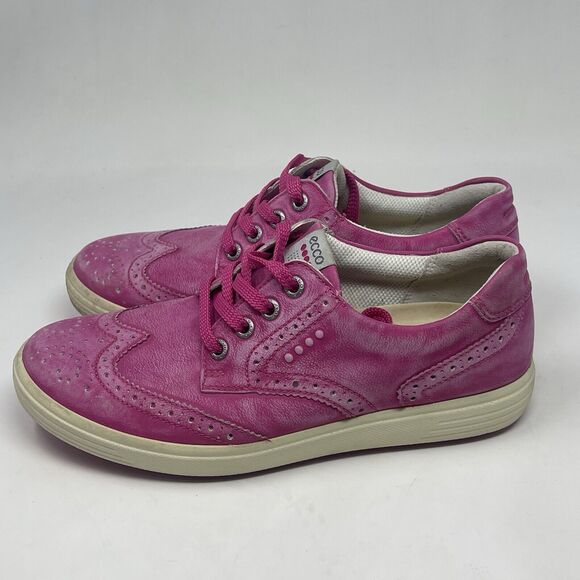 Ecco Hybrid 2 Spikeless Golf Shoes Womens 6 - 6.5 EU 37 Pink Leather Wingtip - Picture 2 of 16